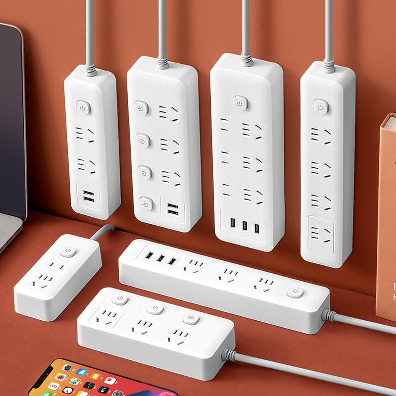 Office USB smart power strip with cable, multi-functional power socket, household multi-outlet power strip wholesale