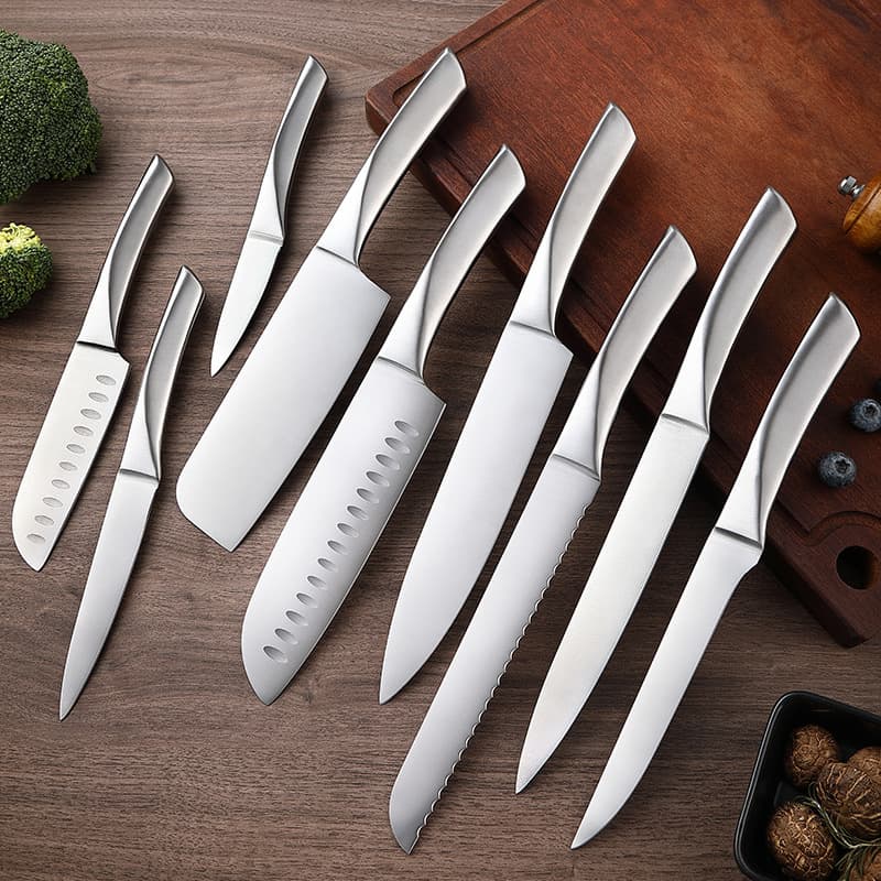 Factory wholesale full steel hollow handle kitchen chef knife set for export, Japanese-style steak knives