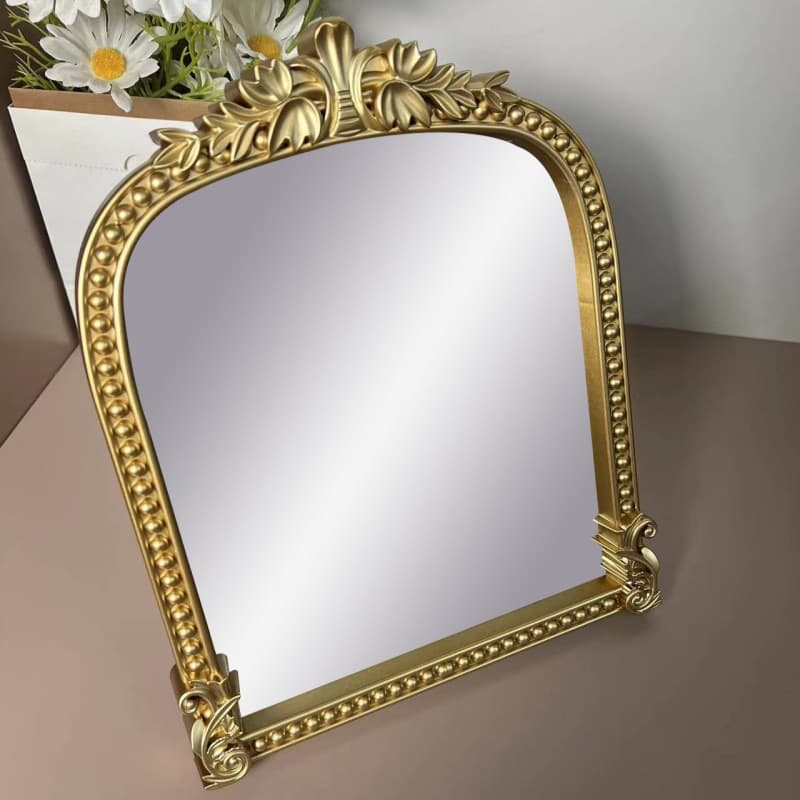 Manufacturer supplies retro gold-plated makeup mirrors, high-grade plastic tabletop mirrors with gold spraying, suitable as souvenirs, wholesale cosmetics.