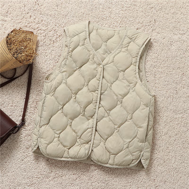 2025 Autumn Winter New Down Vest for Women Short V-neck Lightweight White Duck Down Sleeveless Shoulder Jacket Lining Warm Outerwear