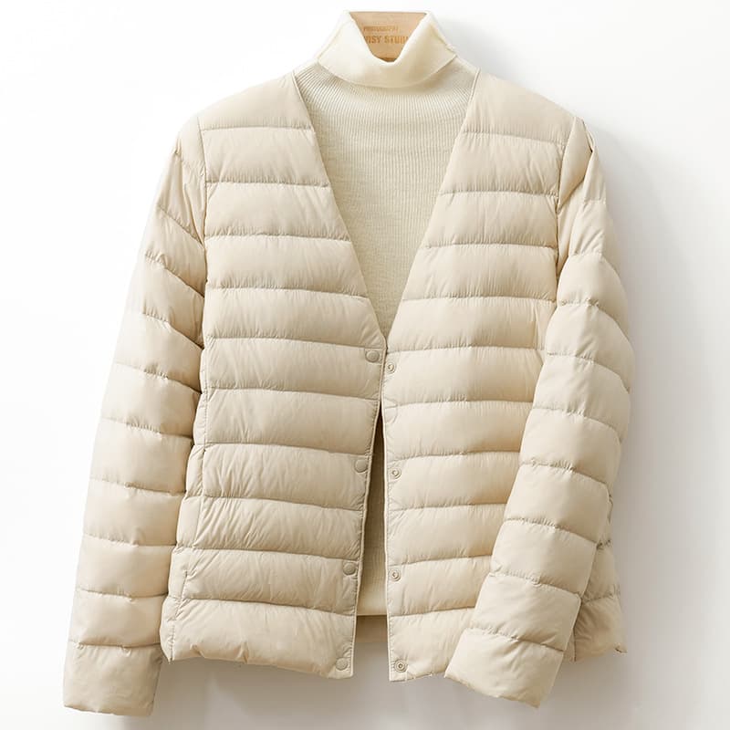 New National Standard 90 Velvet Lining Lightweight Down Jacket for Women, Short Collarless 2025 Autumn/Winter Thin White Duck Down Lightweight Inner Wear