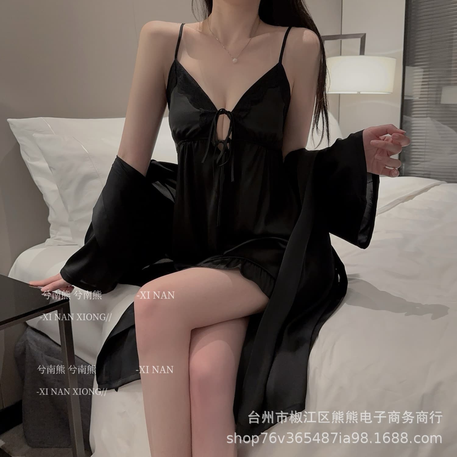 Pajamas for women, summer silk, sexy, high-end straps, breast pads, nightgown, thin spring and summer home wear, satin ice silk