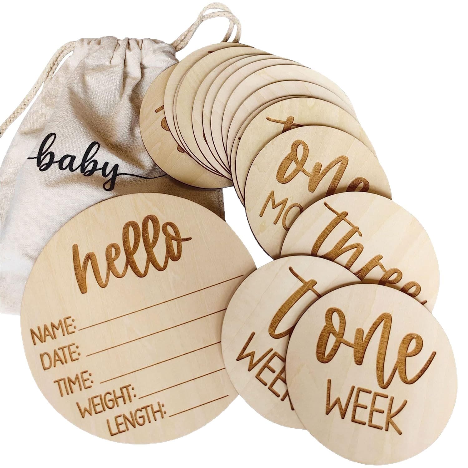 Cross-border source wooden milestone wood slice baby newborn photo prop laser engraved wooden milestone