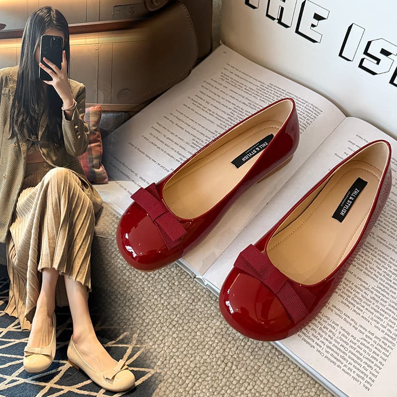 Flats Round Toe Wide Fit Women's Shoes Comfortable Grandmother Style Mary Jane Shoes Low Heel Rubber Outsole Breathable Lining