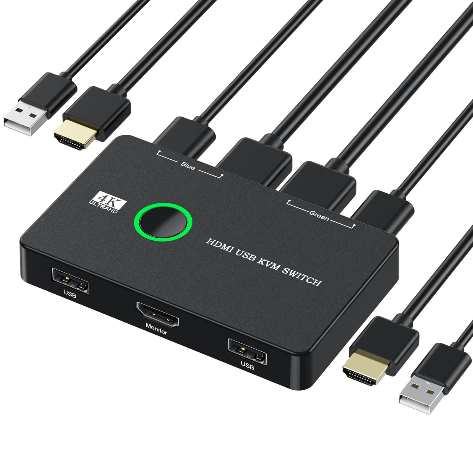 USB/HDMI/KVM switch for 2 computers sharing keyboard mouse printer HD monitor