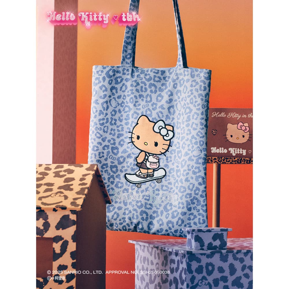 tbh Beast Home Sanrio Hello Kitty All-Cotton Rhinestone Tote Bag Women's Shoulder Bag Shopping Bag