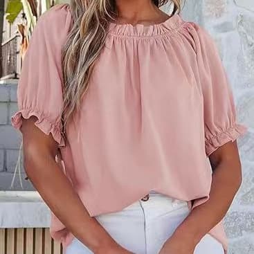 2025 Summer New Loose Fashion Lace Collar Solid Color Versatile Women's Top