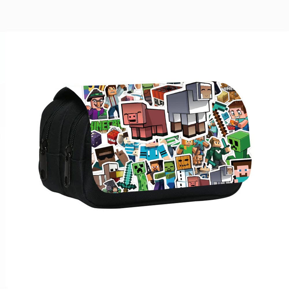 Wholesale A Minecraft Movie Double-Layer Pencil Case Student Stationery Bag