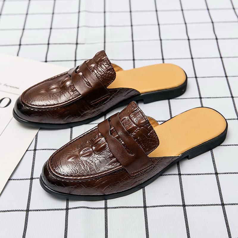Toe-Covered Half Slippers for Men, Summer Casual Fashion Sandals, Driving Shoes, Men's Moccasins, Casual Shoes, Outdoor Slippers