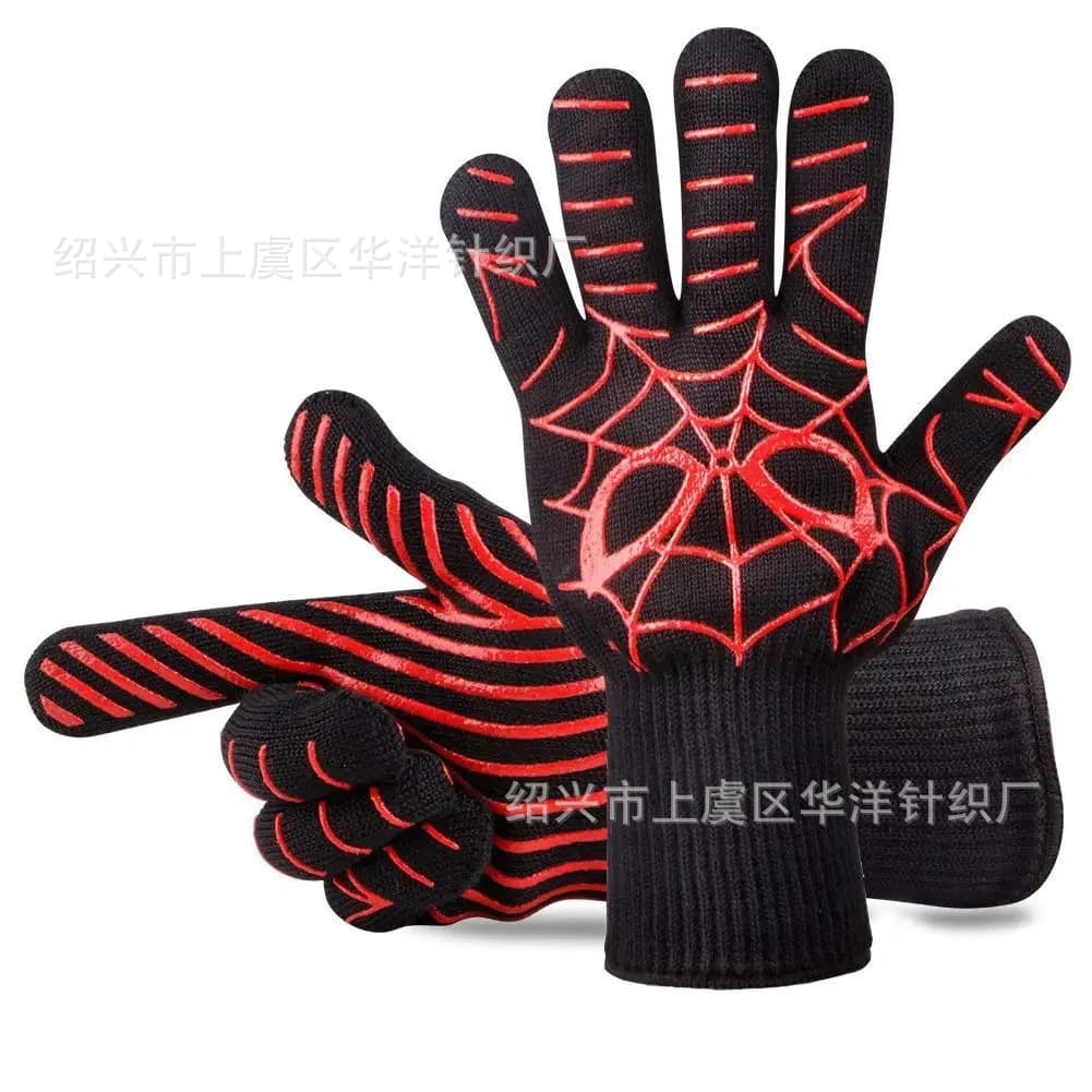 Amazon Heat-Resistant Aramid BBQ Anti-Scald Gloves Insulated Flame-Retardant Fireproof Silicone Double-Layer Baking Fireplace Oven