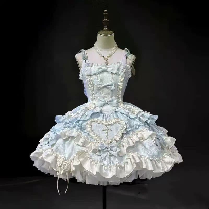 Fudie Heart Fudie Knot Original Dress jsk Daily Light Lolita Princess Halter Dress Southeast Asia