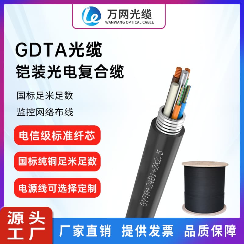 GDTS Optical Composite Cable Manufacturer 12-Core Communication Hybrid Cable Armored Optical-Electric Hybrid Cable GDTS-12B Fiber Optic Cable