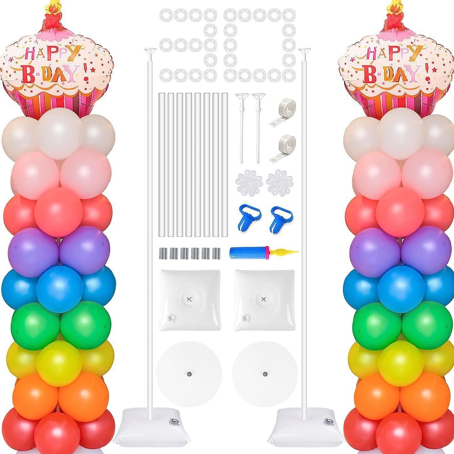 Balloon Column Kit with Bowl Holder, Telescopic Rod, Stand, and Guide Set for Birthday, Wedding, and Party