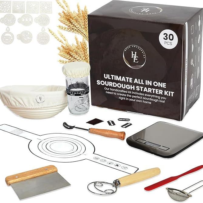 Sourdough Kit with Kitchen Scale, 10-Inch Bread Proofing Basket, Sourdough Starter Jar, Bread Cake