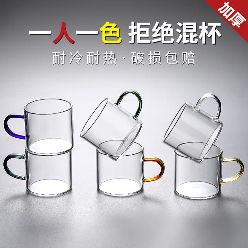 High Borosilicate Glass Tea Cup with Handle, Heat-Resistant Transparent Gongfu Small Tea Cup for Host or Guest