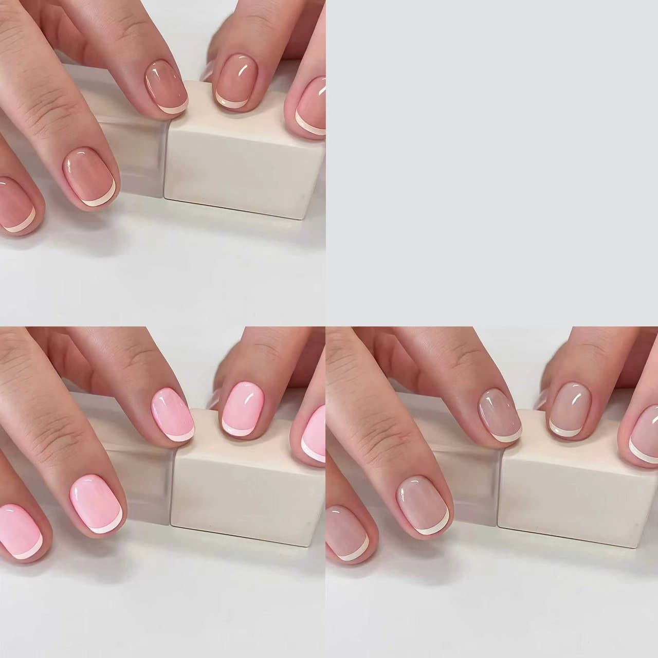 Short French-Style Nail Set, 24 Pieces, Short Round French Style, Simple and Fashionable Press-On Nails, Cross-Border Press-On Nails