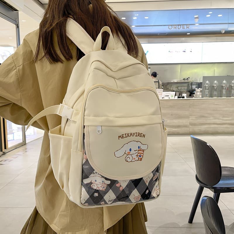 Korean Style Backpack for Middle School Girls, Junior High and Primary School Students, Cute Cartoon Animal Design, Trendy College Student Backpack