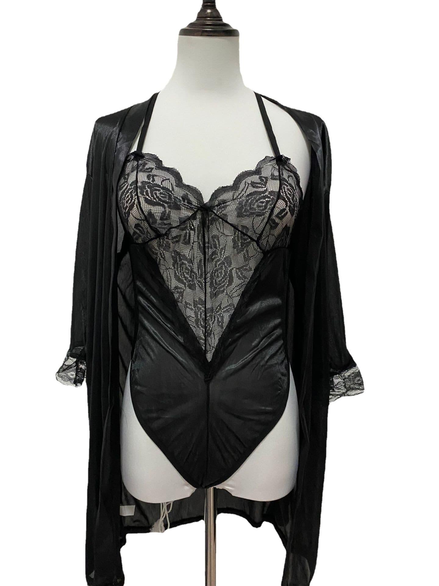Sexy Lingerie Plus Size Coat Bodysuit Bathrobe Two-Piece Set Passionate Seductive Uniform Set Women Wholesale