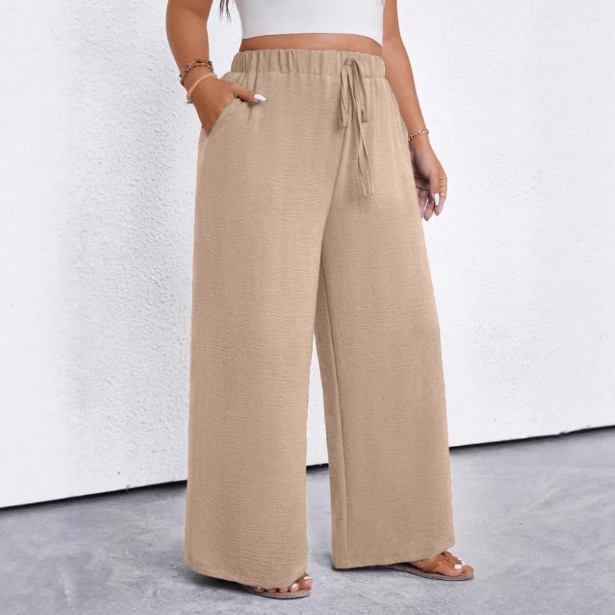 European and American Women's Clothing Cross-Border Amazon New Plus Size Women's Casual Solid Color Simple Pocket Pants Autumn Women's Wear