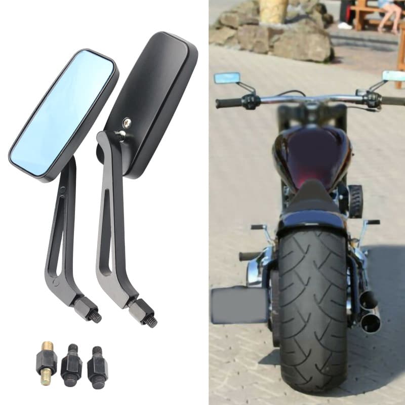 Retro Vintage Square Blue Glass Metal Motorcycle Accessories Modification Rearview Mirror Reverse Mirror Reflective