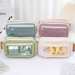 New Transparent Large-Capacity Nine-Layer Pencil Case, Panda Pencil Case, High-Aesthetic Ins-Style Simple Stationery Bag for Students