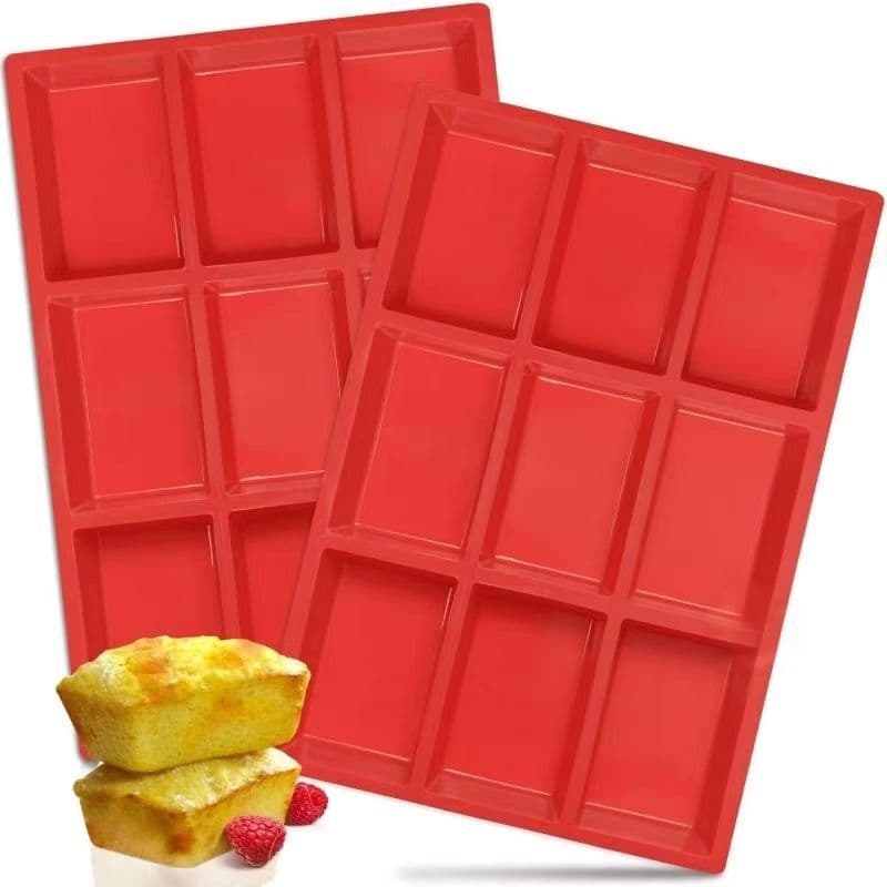 Cross-border New Silicone 9-Cell Rectangular Cake Mold Creative Silicone Soap Mold Bread Cake Mold