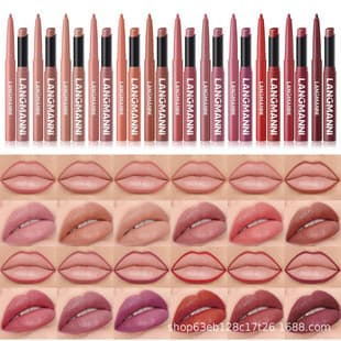 LANGMANNI 12-Color Slant Lipstick + Lip Liner Pen Set, Matte Lip Kit