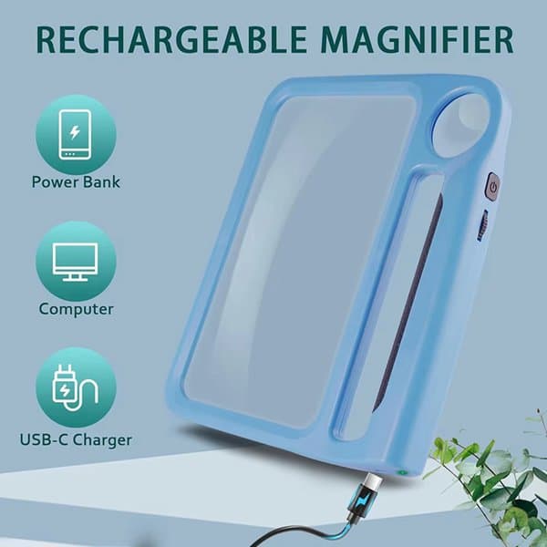 1 Set Color: Blue Material: Plastic 5x 10x Full Page Reading Magnifier with Illuminated Handheld