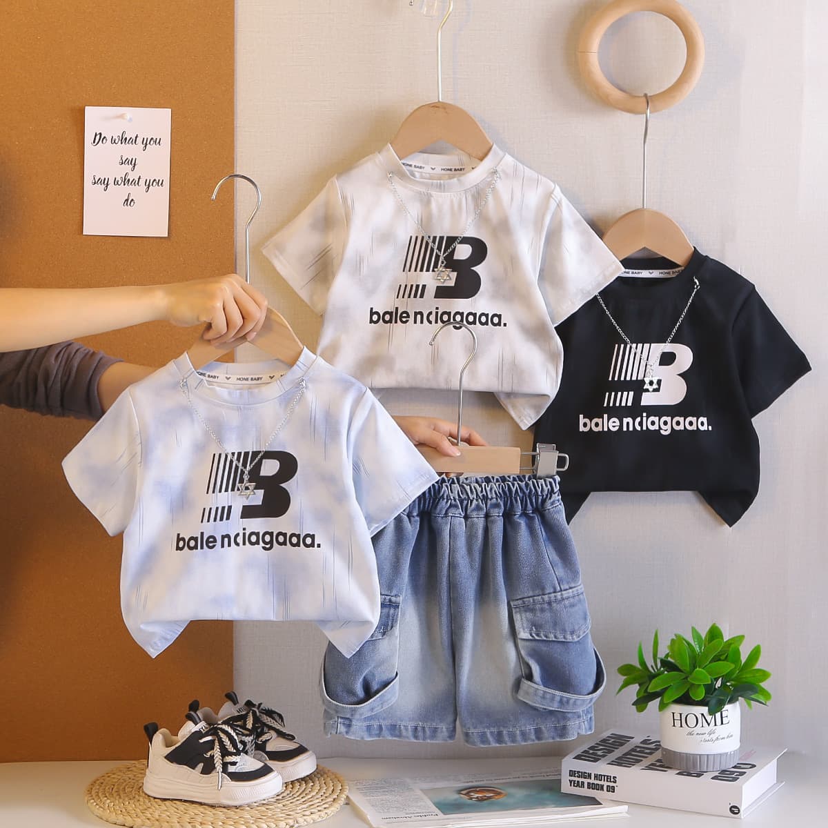 Cross-Border Trendy Boys' Summer Clothing for Ages 0-5, Stylish Short Sleeve T-Shirt 2-Piece Set, Wholesale