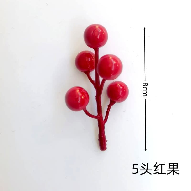 Christmas Red Berries, 5-forked, 5-headed Red Berries, Simulated 5-headed Red Berries, Dongqing Berries, Christmas Accessories