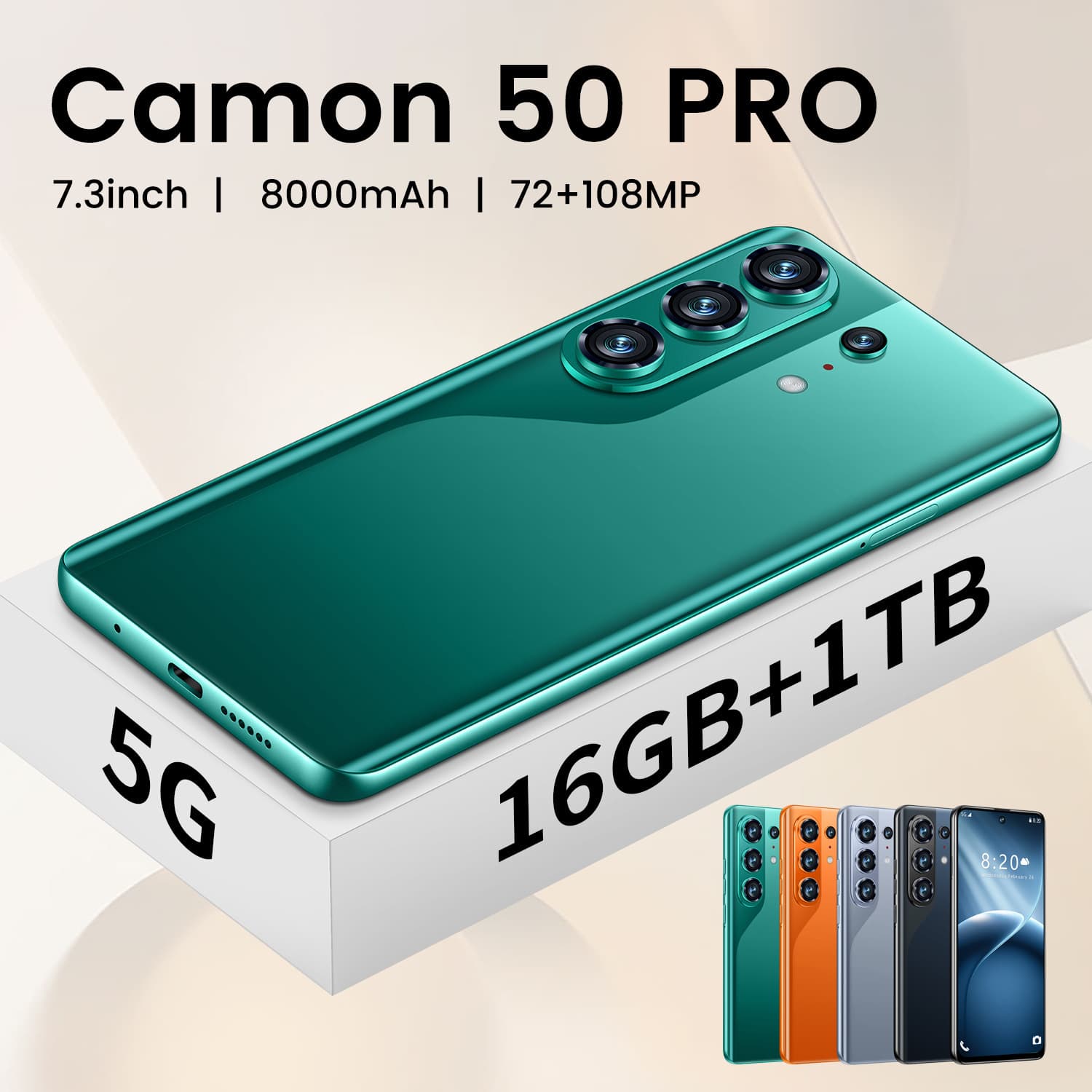 Cross-border mobile phone source manufacturer Camon 50 Pro smartphone 7.3-inch Android phone TK can be shipped on behalf of