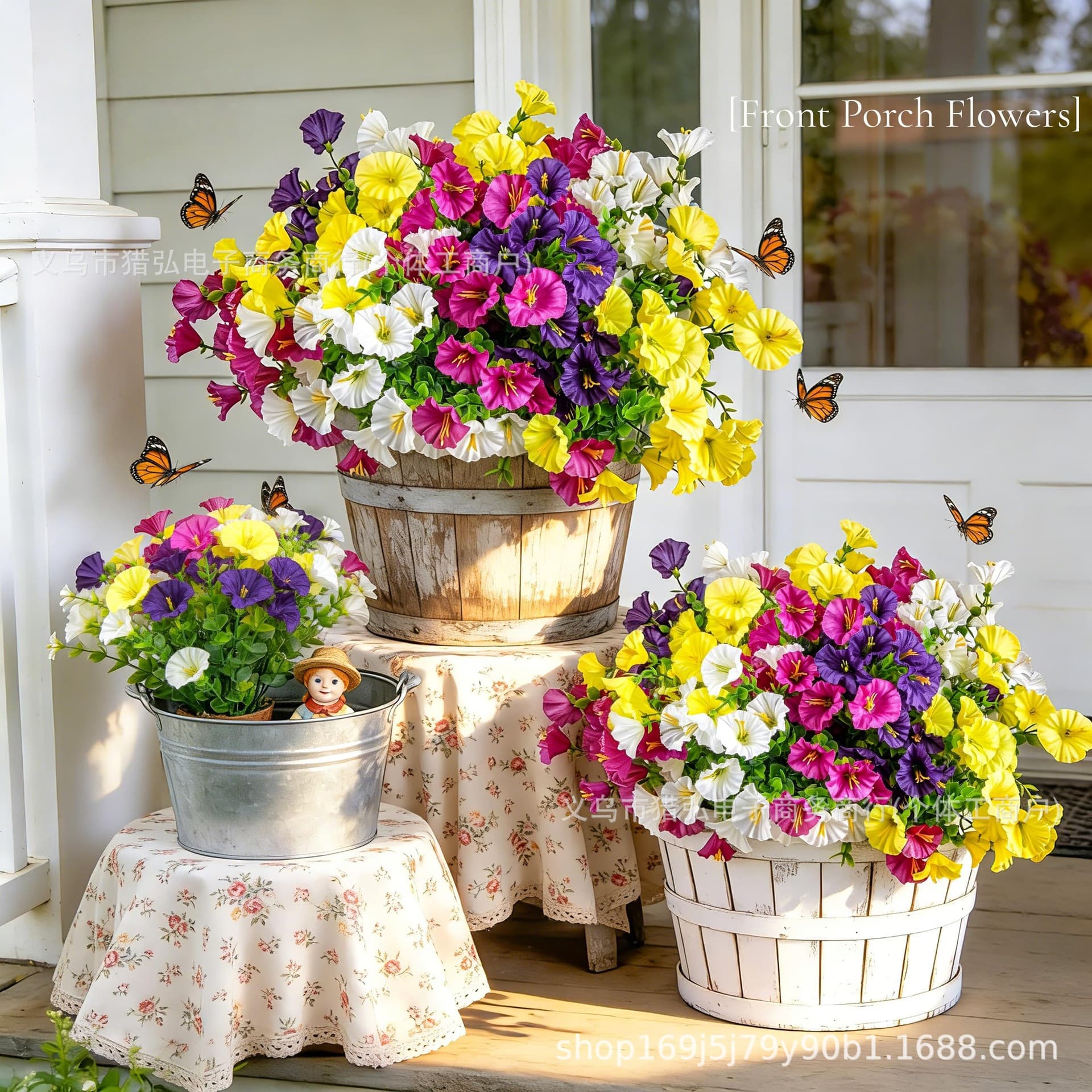 Artificial Petunias Flowers UV-Proof and Rainproof Faux Petunia Simulation Decoration