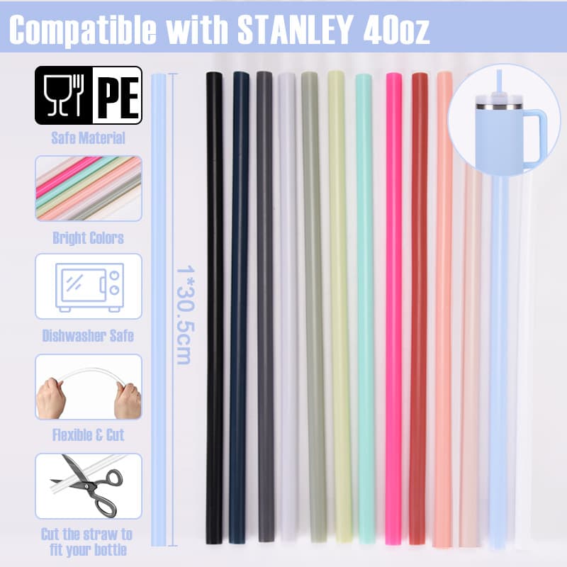 Stanley 40oz Travel Car Cup Insulated Straw Thermos PE Straw Car Cup Stanley Brand Imported Straight Tube Non-Biodegradable
