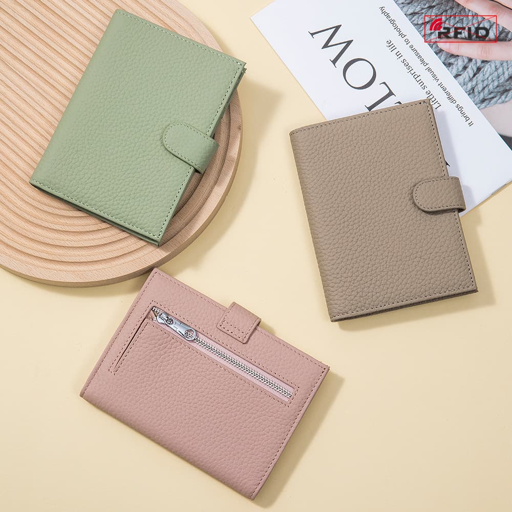 Genuine Leather Ultra-Thin Passport Holder RFID Multifunctional Wallet Ticket Clip New Passport and Document Storage Bag for Women