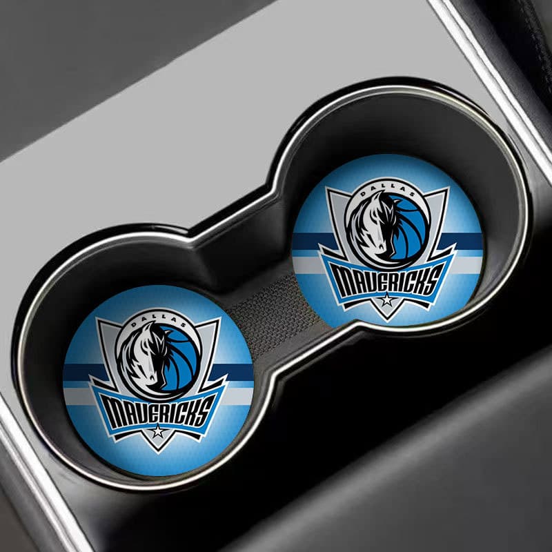 NBA Warriors Bulls Car Cup Mat, Automotive Interior Decoration Storage Tray Organizer, Leather Non-Slip Pad