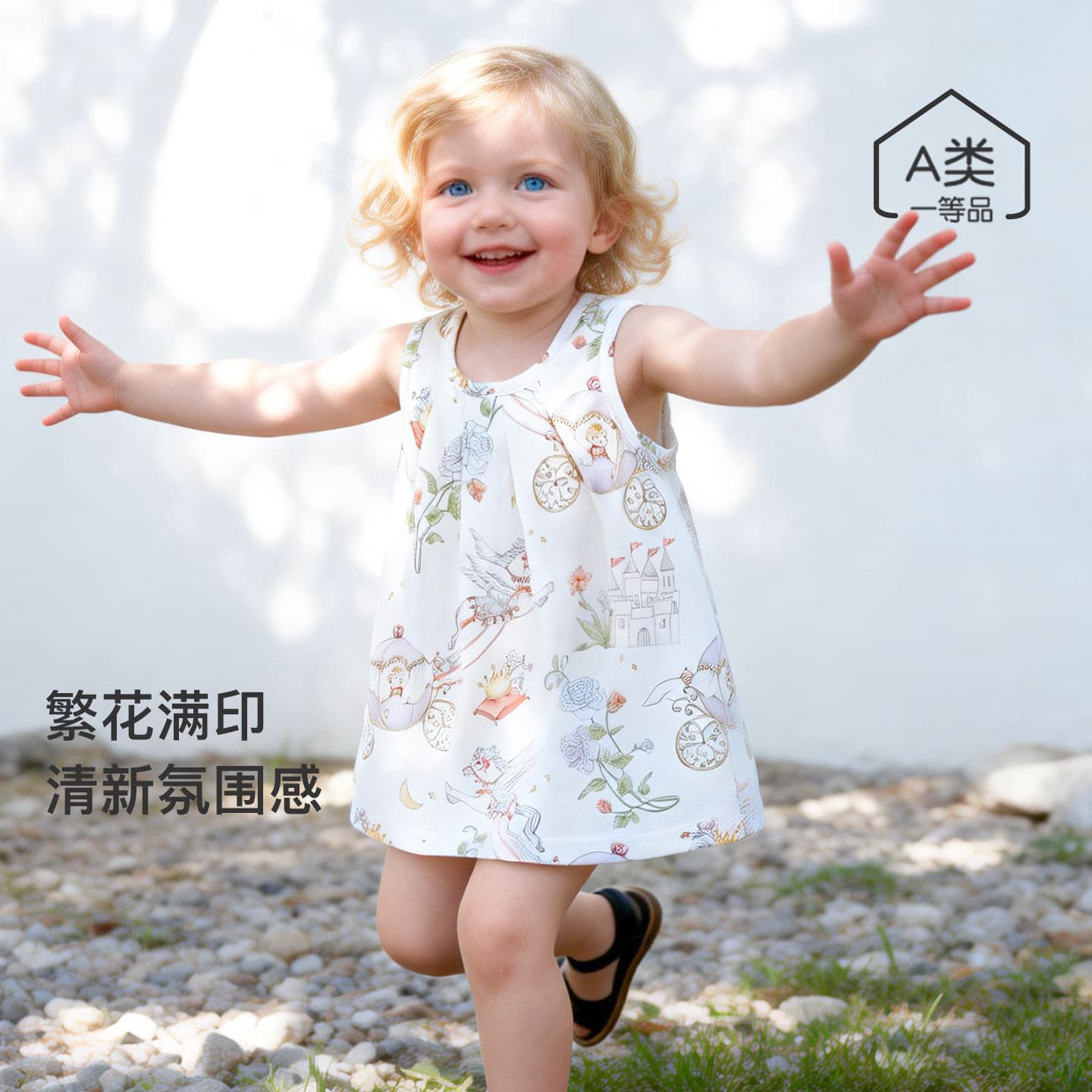 Girls Summer Dress Princess Style Baby Floral A-Line Dress Children's Gown Birthday Party Dress