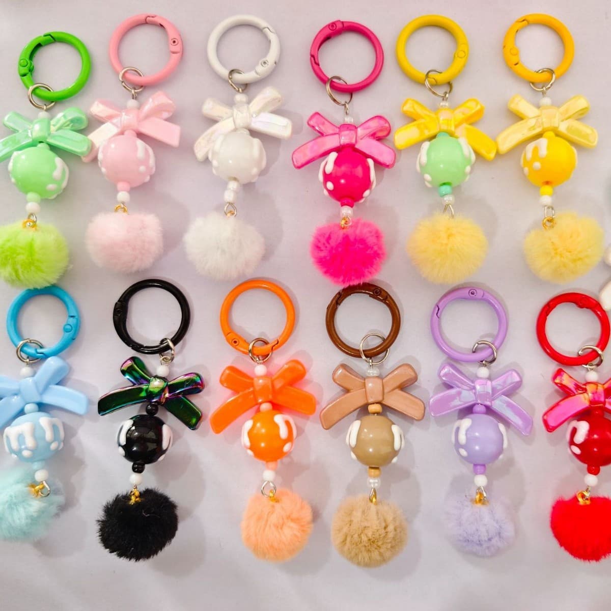 Cross-border popular wholesale handmade beaded keychain accessories square iron brand color pendant accessories factory direct sale