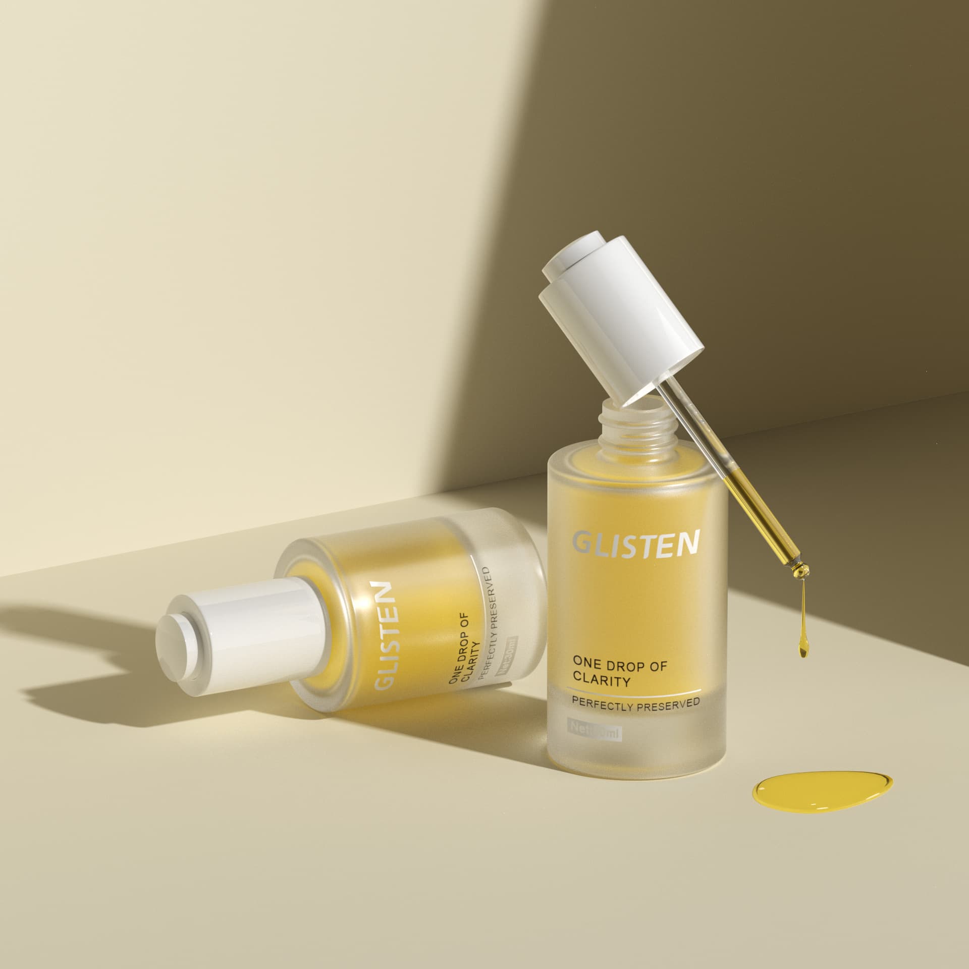 Cross-border high-end skin care popular 50ml essence drop pump glass bottle 30ml muscle base dropper bottle