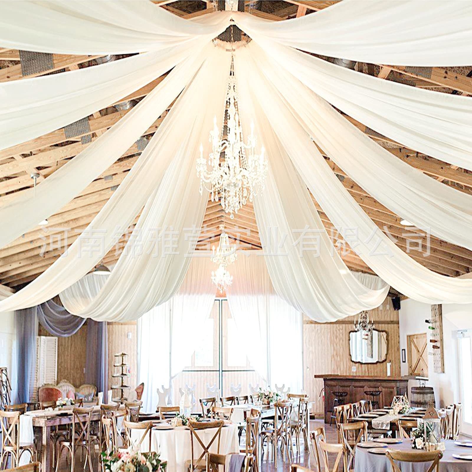 Amazon Outdoor Arch Wrinkle-Free Curtains Pearl Chiffon Arch Valance Veil Wedding Decoration Background