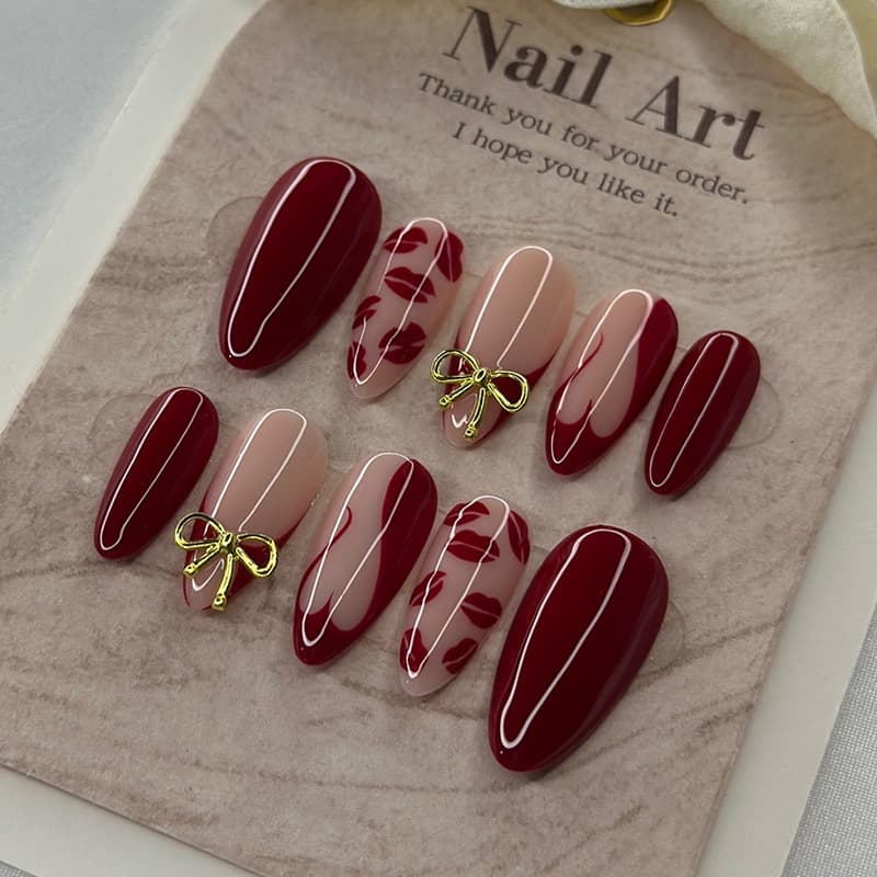 Best-selling cross-border wearable nails, Valentine's Day simple heart red high-quality nail tips wholesale