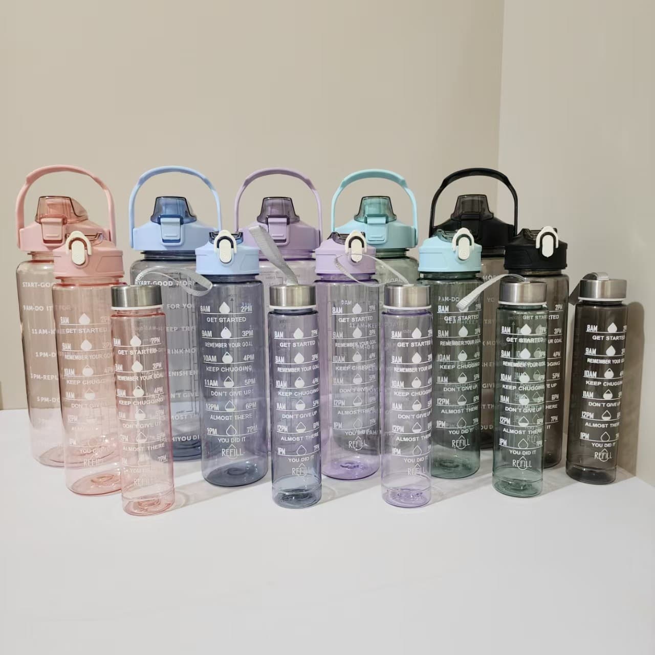 Transparent three-piece set of plastic water cups Amazon cross-border sports water bottle outdoor sippy cup