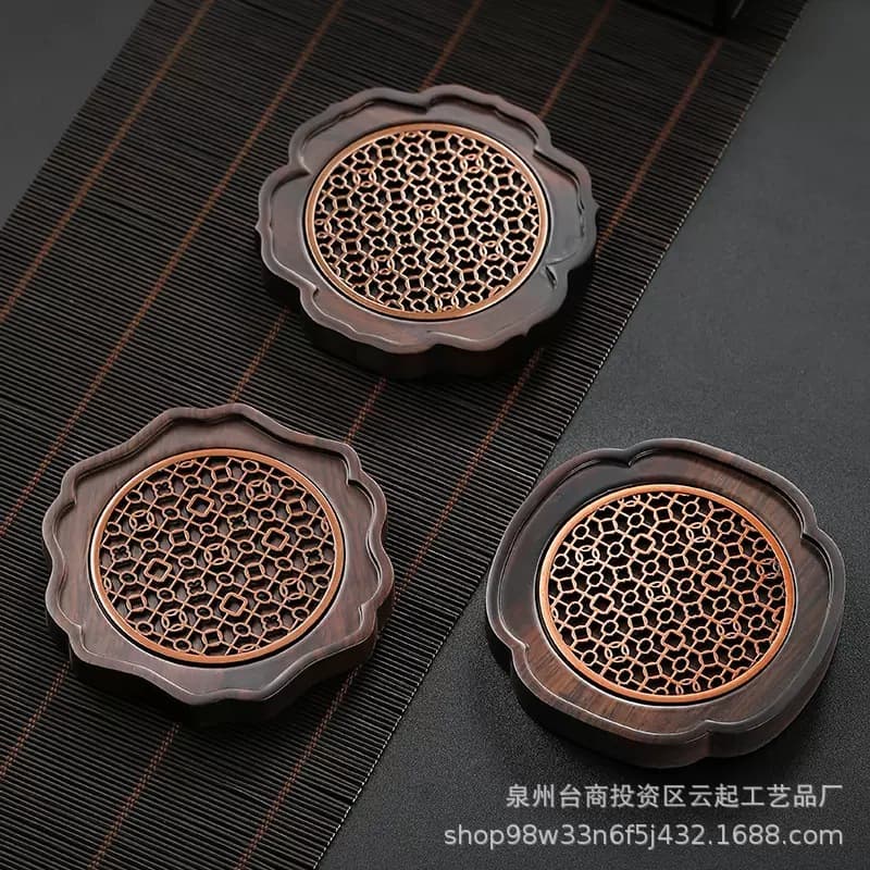 Ebony Wood Tea Tray Dry Brewing Stand Solid Wood Household Tea Tray Holder Tea Ceremony Accessories Teapot Pad Gaiwan Pad Teapot Mat
