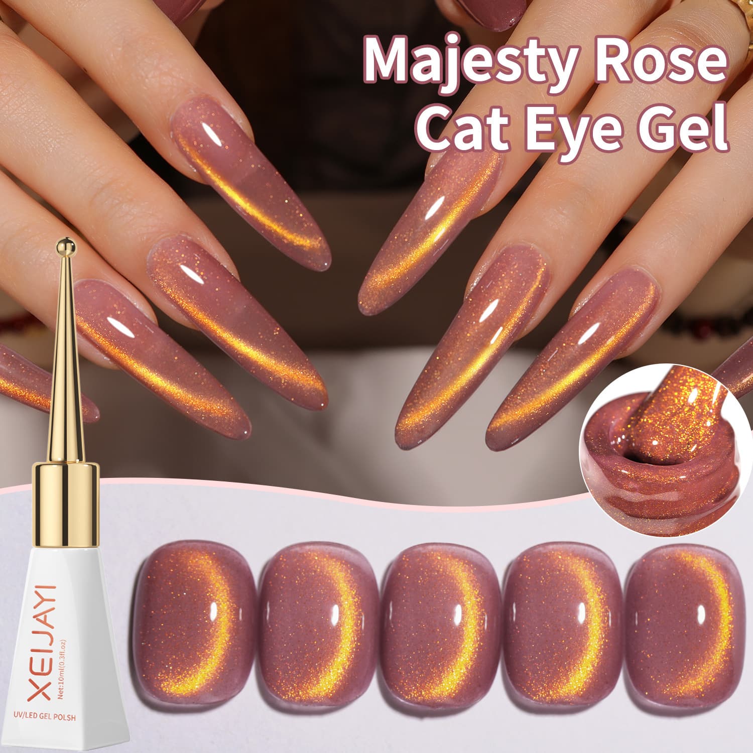 Her Majesty Rose's Scepter Bottle Cat's Eye Nail Polish Gel Gentle, Versatile and Long-lasting Internet Celebrity Popular Phototherapy Gel Factory Wholesale