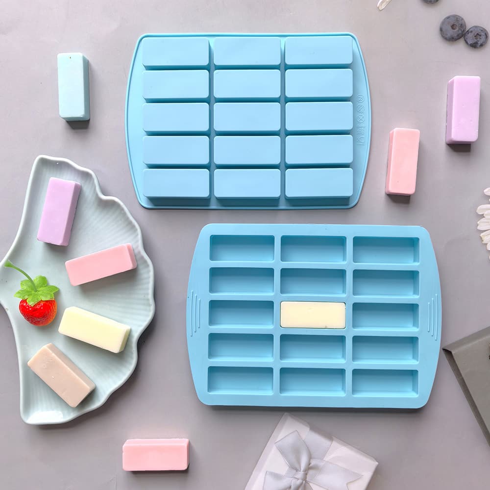 15-Cavity Long Strip Small 188 Silicone Mold for Cake, Ice Cream, Pudding, Dessert, Soap, Baking Tool