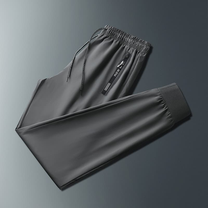 2023 High-End New Ice Silk Pants Men Summer Sports Casual Loose Versatile Trendy Elastic Quick-Dry Straight Leg Trousers