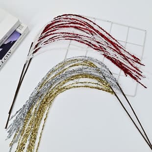 New Cross-Border Simulation Christmas Branch with Gold Glitter and Tassel Wheat Spike Artificial Flower Decoration for Christmas Tree Props