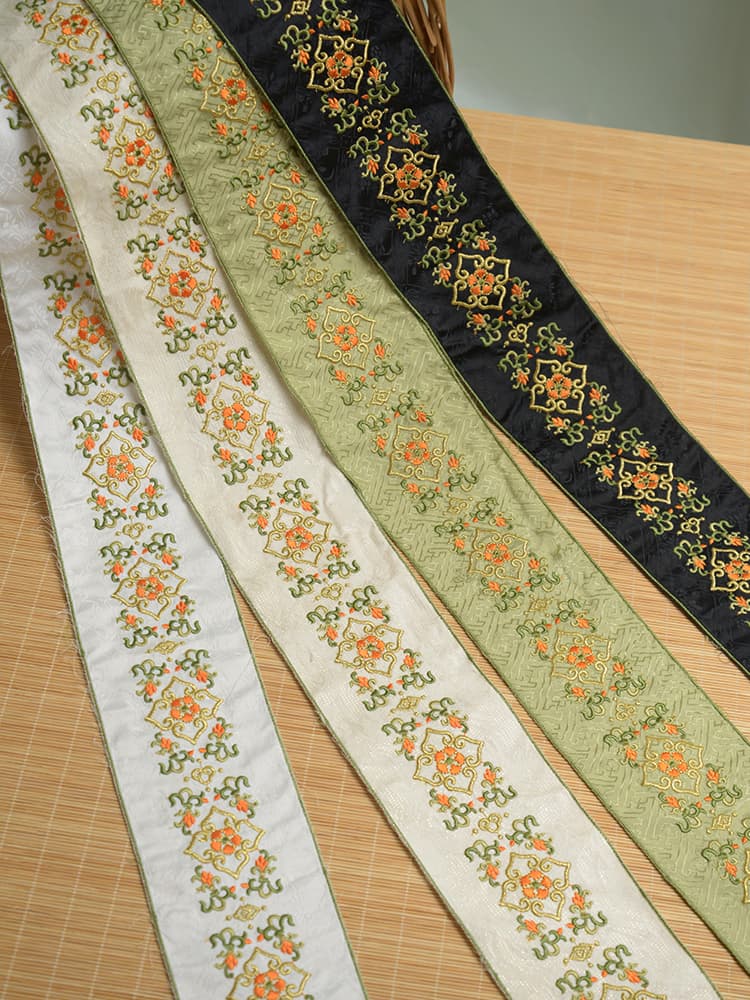 Lingling - Wei-Jin Style Trim Accessories, Jacquard Poly-Cotton, Heavy-Duty 3D Embroidery for DIY Hanfu Necklines, Curtains, Nordic Style