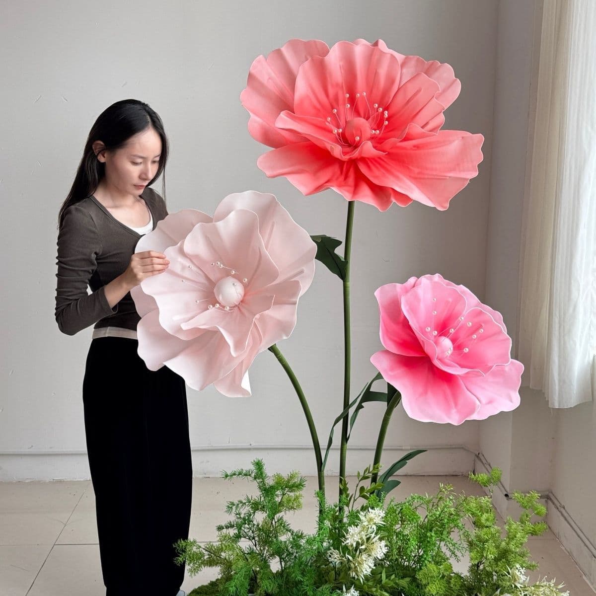 EVA Foam Poppy Decorative Flowers, Window Display, Mall Decoration, Giant Simulation Paper Flowers