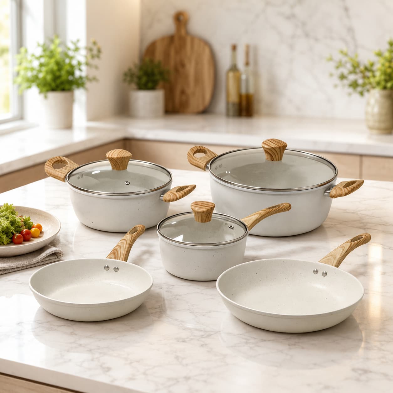 Cross-border granite pot set cookware pot medical stone non-stick frying pan cooking pot nonstickpot