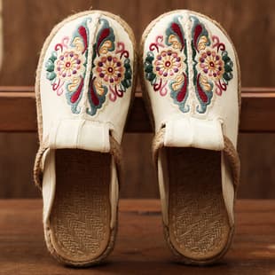 New Beijing Spring/Summer Women's Embroidered Cloth Shoes Flat Low-Cut Ethnic Style Linen Student Cloth Slippers